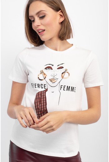 Printed t-shirt with earrings